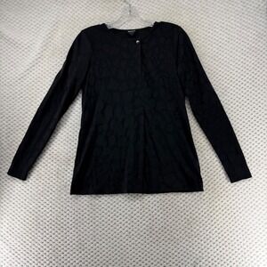 WORTH New York Top Black Textured Long Sleeve Button Front Tunic Women's XP